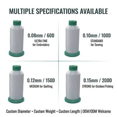 60D 80D 100D 0.08MM 0.10MM 0.12MM 0.14MM خيط بولي أميد مخروطي Y أحادي 100% خيط نايلون أحادي المصنع